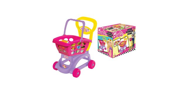Barbie kolica+ korpa za kupovinu+namirnice-