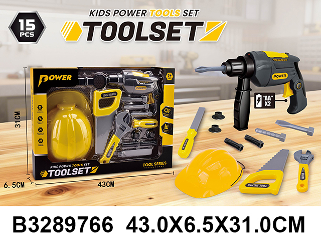 Set alata za decu Toolset sa bušilicom, 15 delova